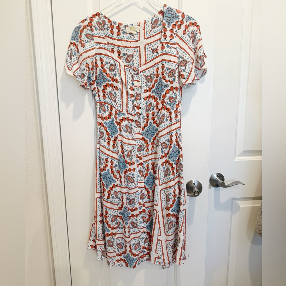 ANTHROPOLOGIE MAEVE‎ Praslin Printed Button Front Midi Dress - Picture 3 of 9